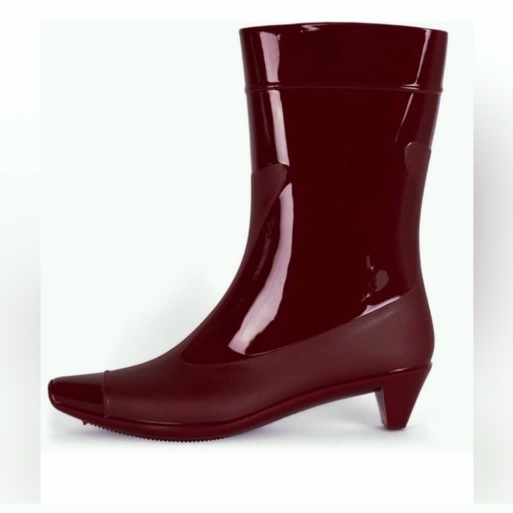Jeffrey Campbell drench dark‎ red shiny rubber rain boots size 10 brand new
